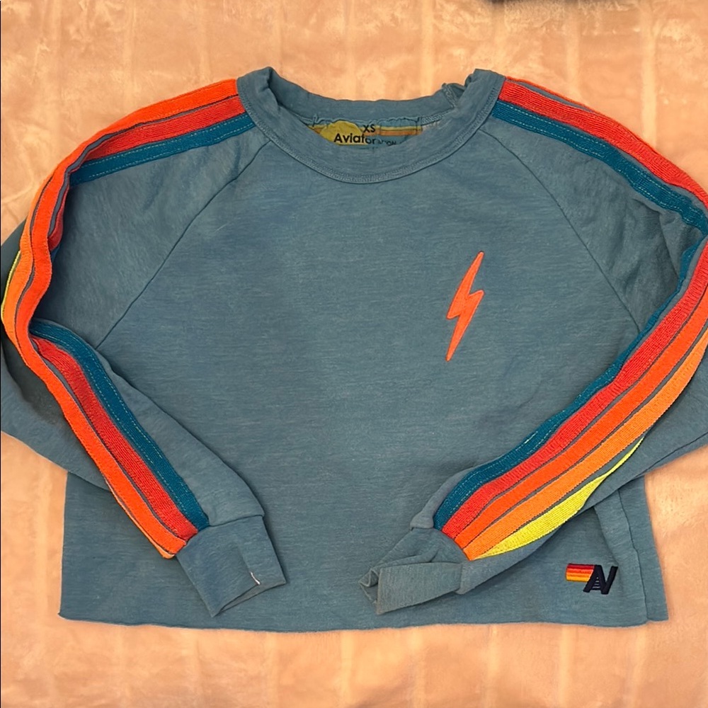 Aviator Nation Blue and Orange Retro Sweatshirt